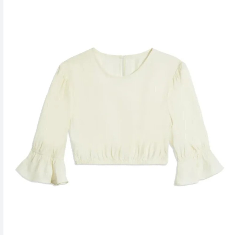 We Wore What Ruffle Sleeve Crop Blouse